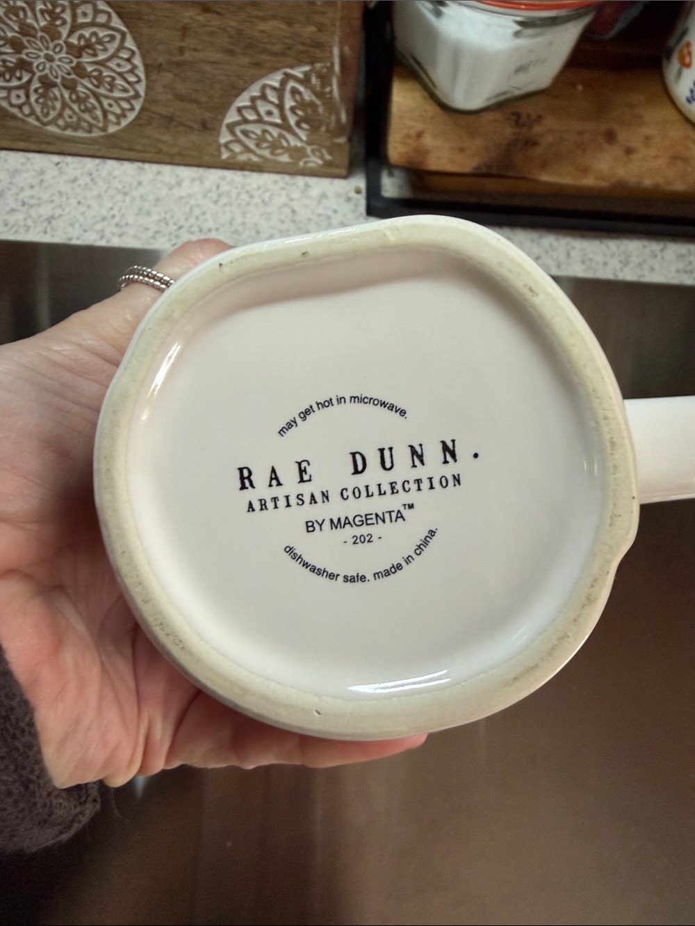 Rae Dunn White Mug with Angel Wings and Pink Roses - Picture 4 of 4